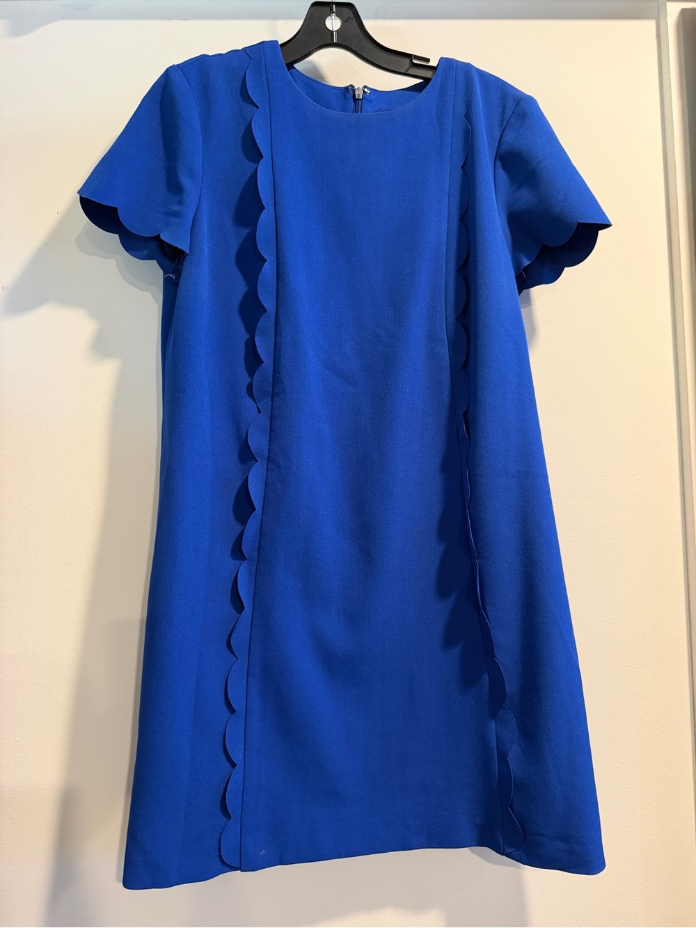 Tahari Royal Blue Scallop-Trim Shift Dress